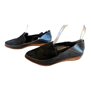 Kelsi Dagger Brooklyn KDB Convertible Leather Suede loafer to mule Black Size 6